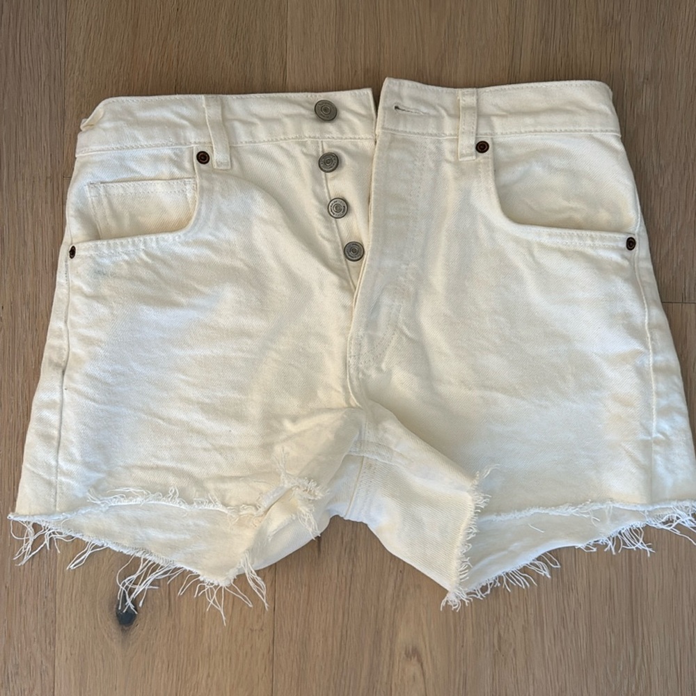Reformation | Charlie High Rise Jean Short | white, size 27
